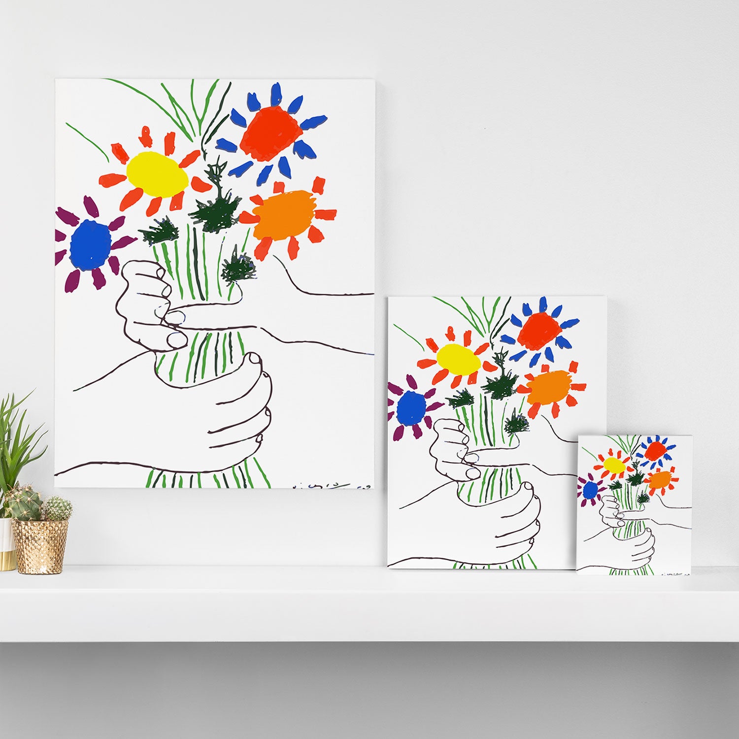 Pablo Picasso Bouquet Of Peace 1958 (Flowers Bouquet With Hands), T Shirt, Artwork Canvas Print Gallery Image 3