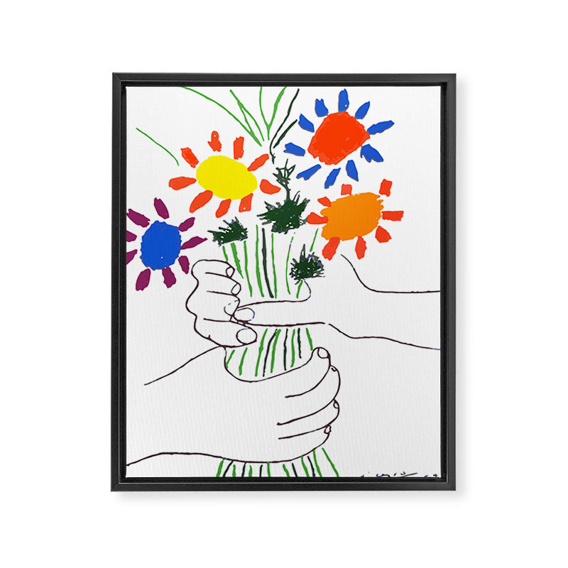 Pablo Picasso Bouquet Of Peace 1958 (Flowers Bouquet With Hands), T Shirt, Artwork Framed Canvas Print Gallery Image 6