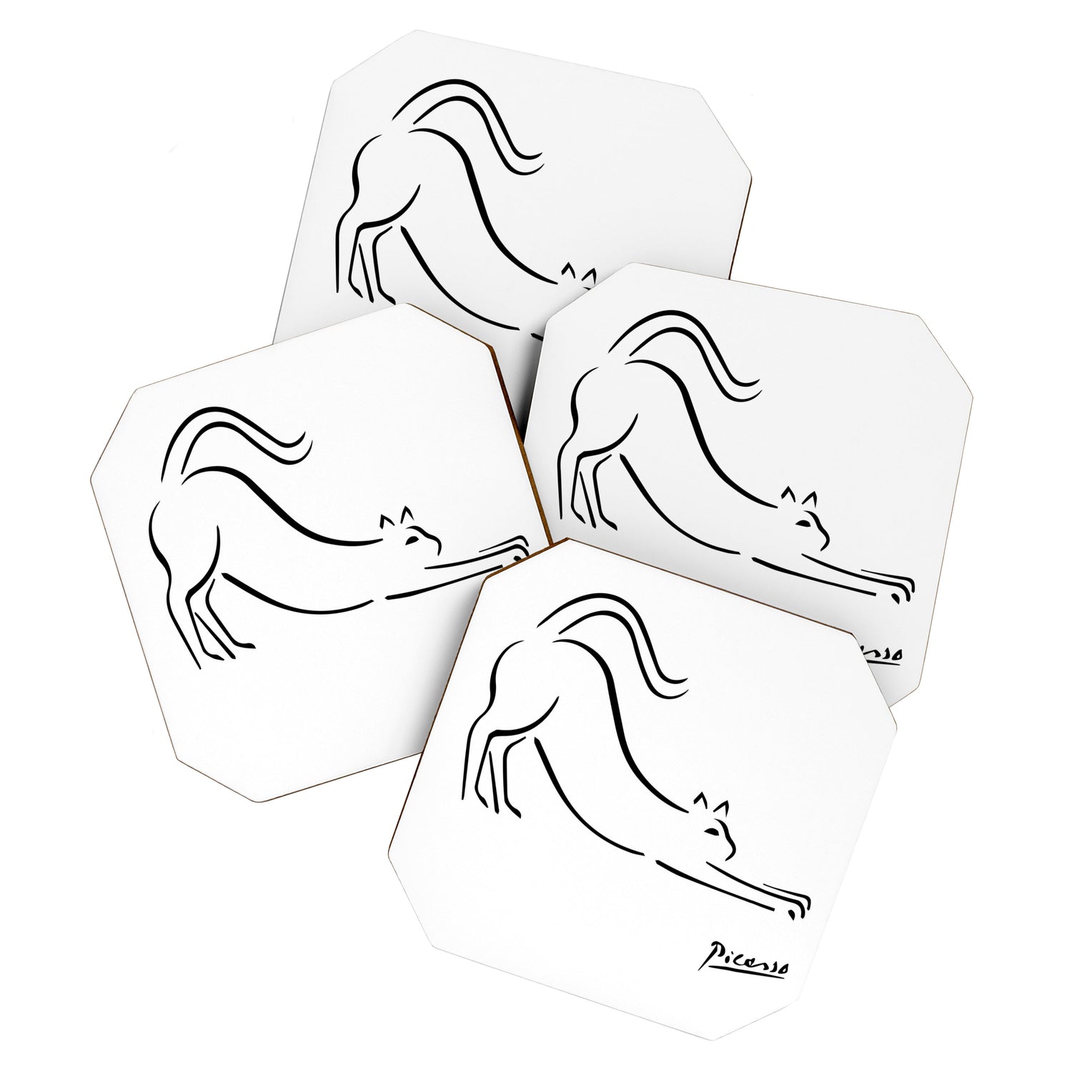 Pablo Picasso Cat Artwork Shirt, Kitten Sketch Reproduction Coaster Gallery Image 1