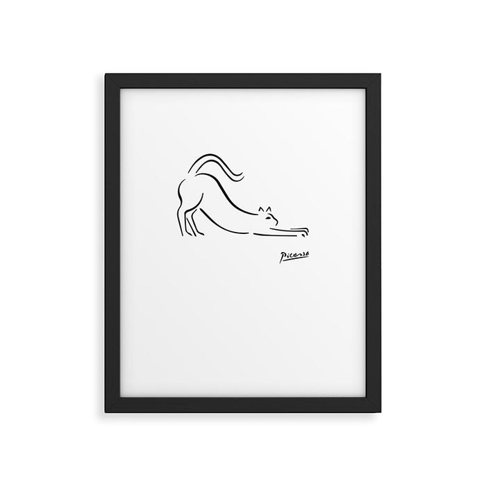 Pablo Picasso Cat Artwork Shirt, Kitten Sketch Reproduction Framed Art Print Gallery Image 1