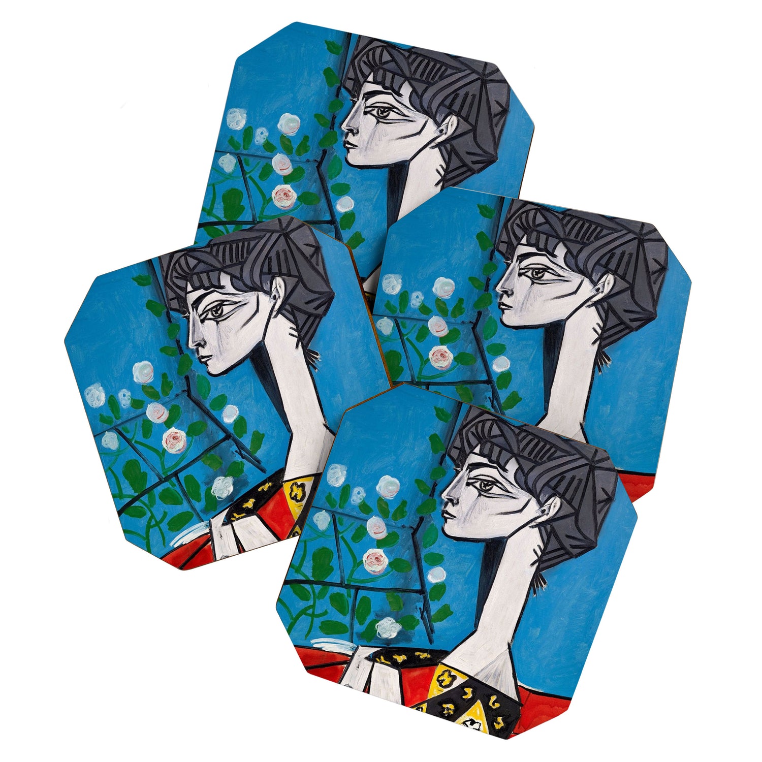 Pablo Picasso Jacqueline With Flowers 1956, T Shirt, Artwork Coaster Gallery Image 1