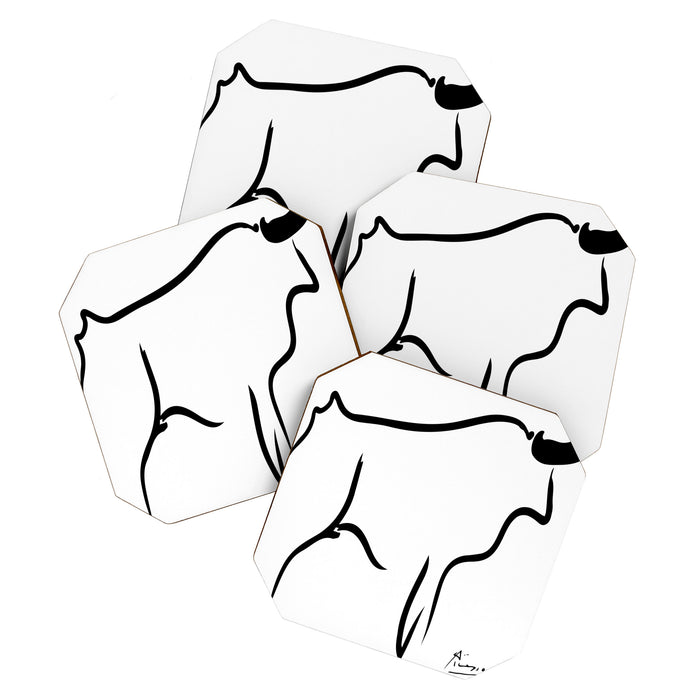 Picasso - Bull 1952 Artwork, Animals Line Sketch, Prints, Posters, Bags, Tshirts, Men, Women, Kids Coaster Gallery Image 1