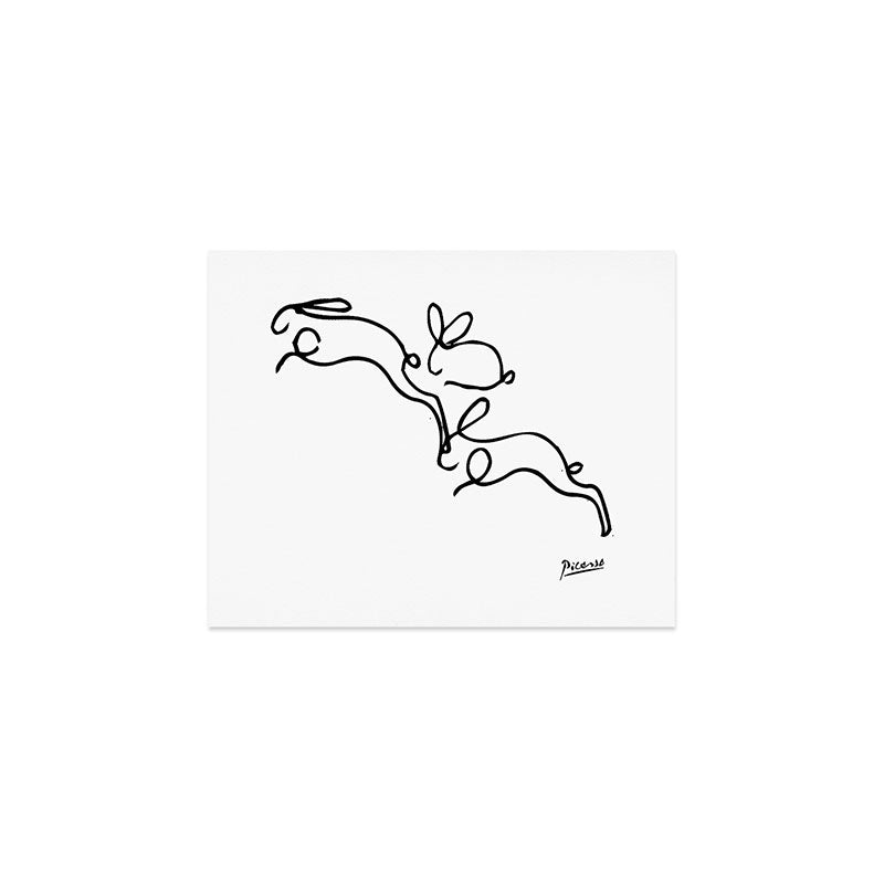 Picasso - Rabbits Line Drawing, Animals Sketch Art Print Gallery Image 1