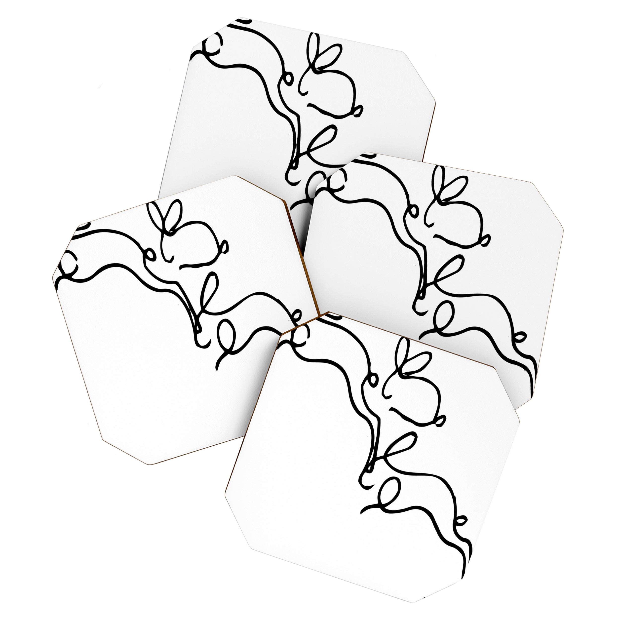 Picasso - Rabbits Line Drawing, Animals Sketch Coaster Gallery Image 1