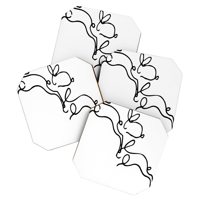 Picasso - Rabbits Line Drawing, Animals Sketch Coaster Gallery Image 1