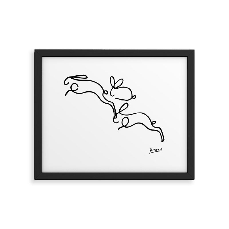 Picasso - Rabbits Line Drawing, Animals Sketch Framed Art Print Gallery Image 1