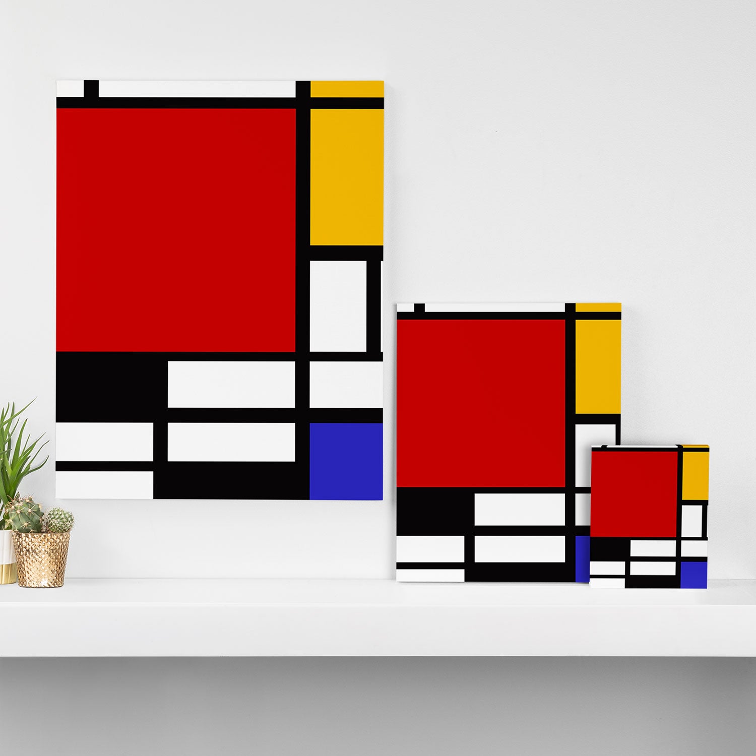 Piet Mondrian - Composition with Red, Yellow, and Blue 1942 Artwork Canvas Print Gallery Image 3
