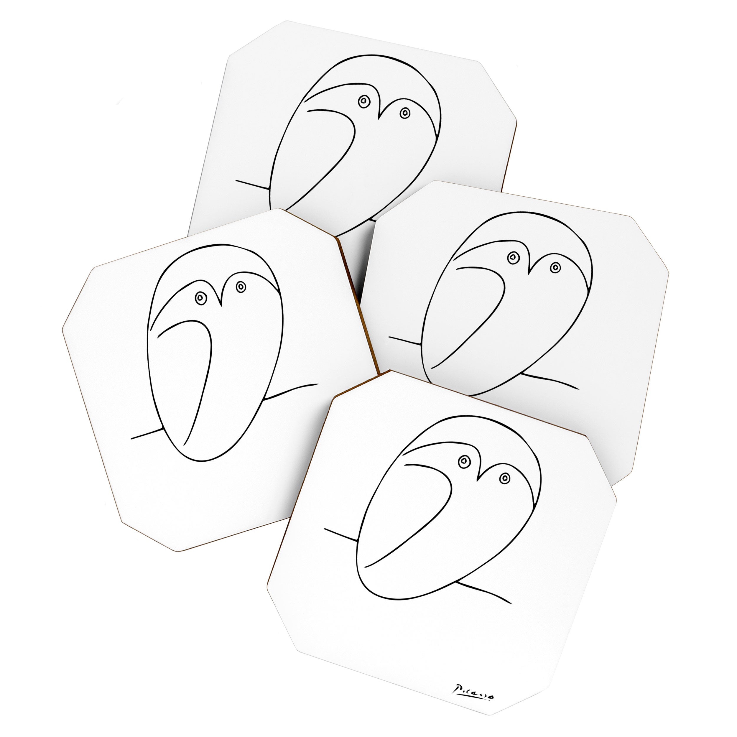 The Owl, Pablo PIcasso sketch drawing, line Design Coaster Gallery Image 1