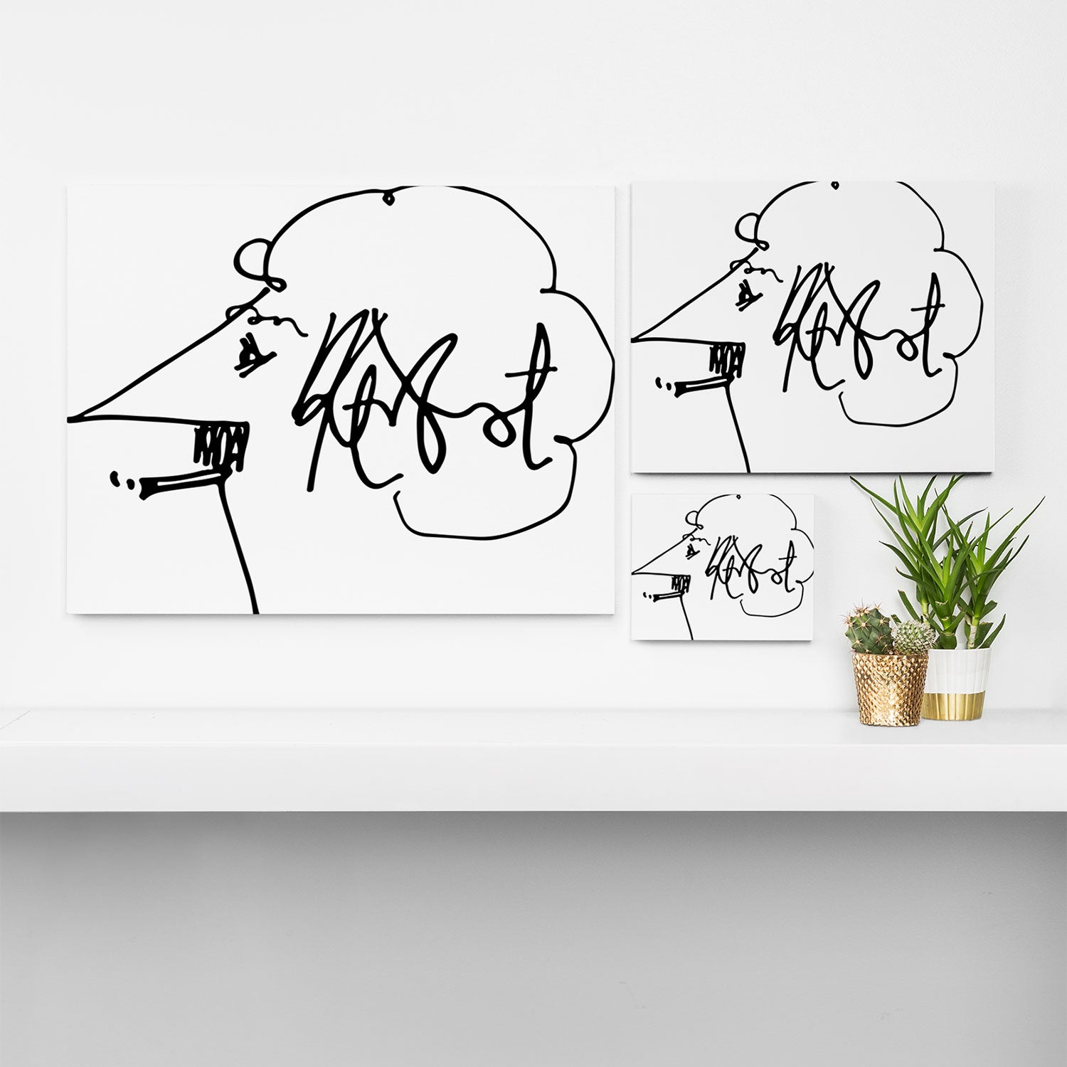 Vonnegut Self Portrait Artwork, Design for Wall Art, Prints, Posters, Tshirts, Bags, Women, Men, Kid Canvas Print Gallery Image 3