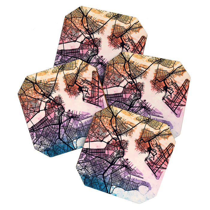 Boston Massachusetts Street Map Coaster Gallery Image 1