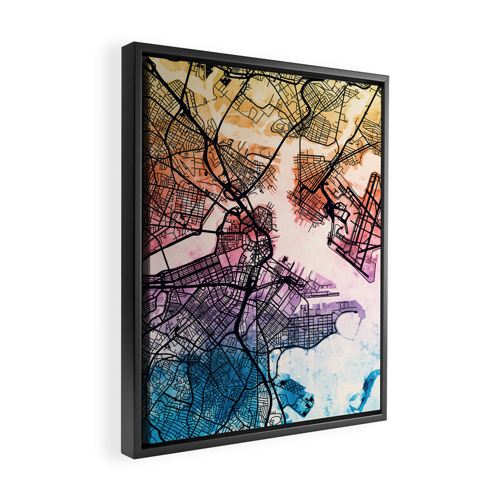 Boston Massachusetts Street Map Framed Canvas Print Gallery Image 2