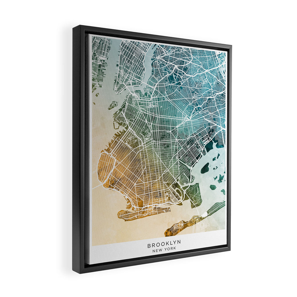 Brooklyn New York City Street Map Framed Canvas Print Gallery Image 2