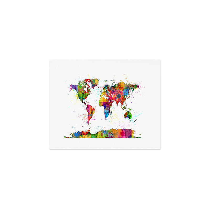 Map of the World Map Watercolor Art Print Gallery Image 1
