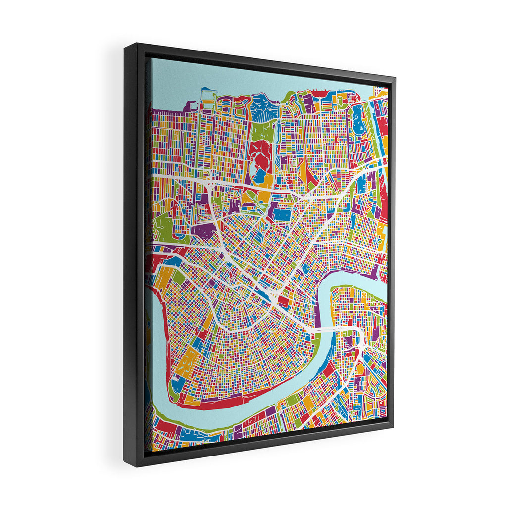 New Orleans Street Map Framed Canvas Print Gallery Image 2