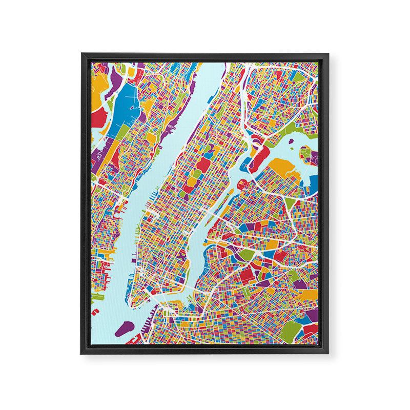 New York City Street Map Framed Canvas Print Gallery Image 3