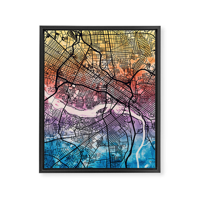 Richmond Virgina City Map Framed Canvas Print Gallery Image 1