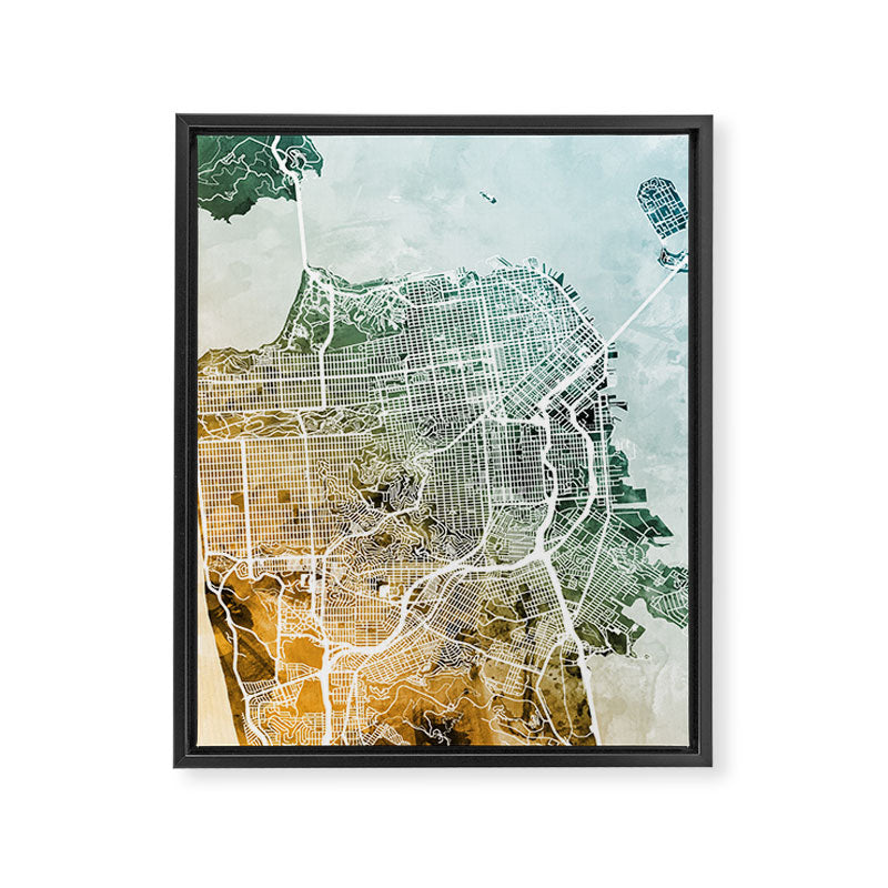San Francisco City Street Map Framed Canvas Print Gallery Image 6