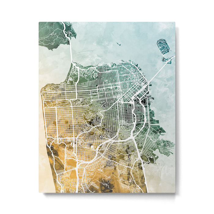 San Francisco City Street Map Metal Print Gallery Image 1