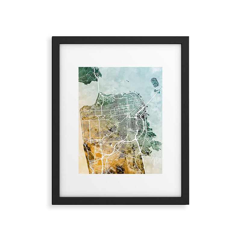 San Francisco City Street Map Framed Art Print Gallery Image 5