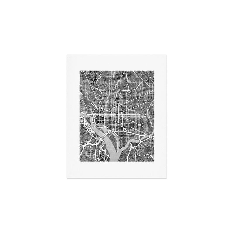 Washington DC City Street Map Art Print Gallery Image 1