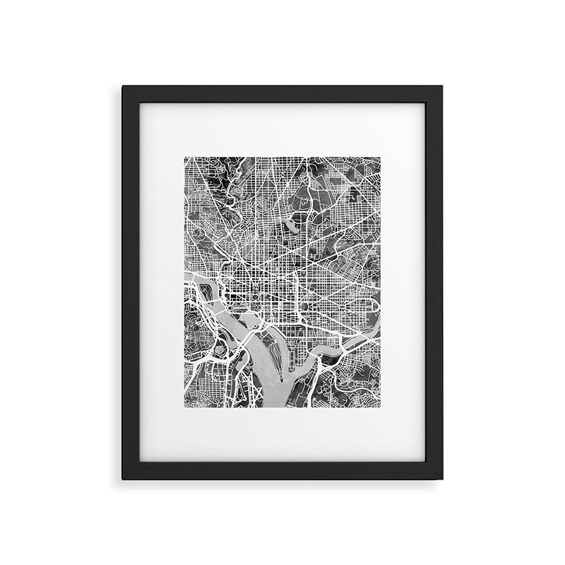 Washington DC City Street Map Framed Art Print Gallery Image 5