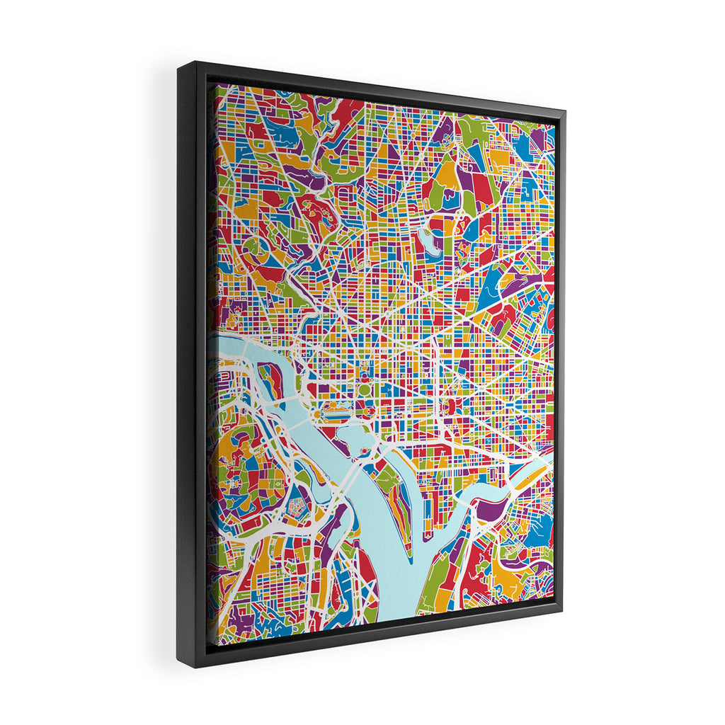 Washington DC Street Map Framed Canvas Print Gallery Image 2