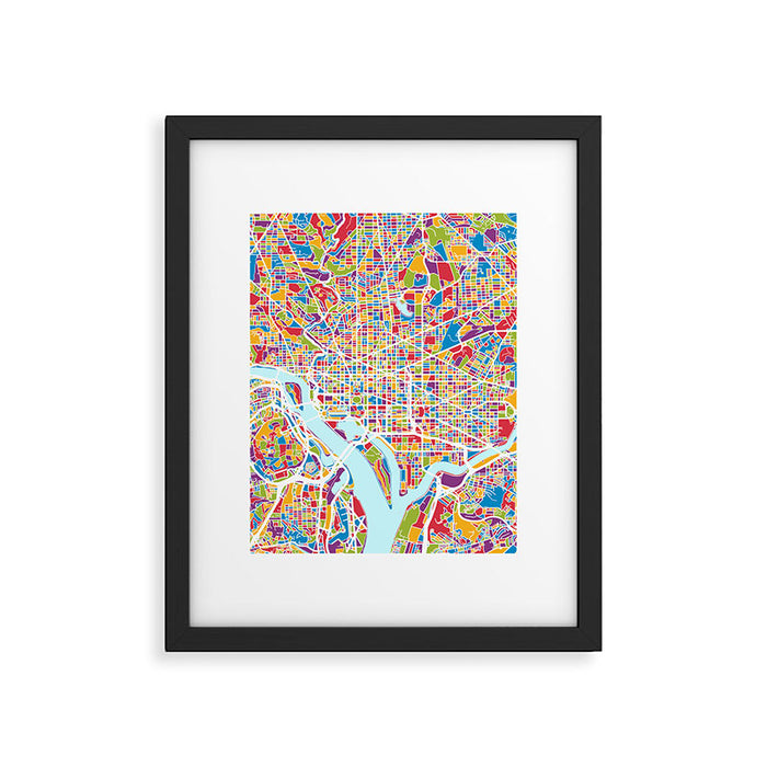 Washington DC Street Map Framed Art Print Gallery Image 1