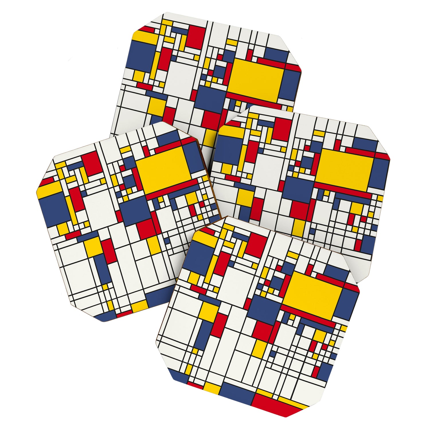 World Map Abstract Mondrian Style Coaster Gallery Image 1