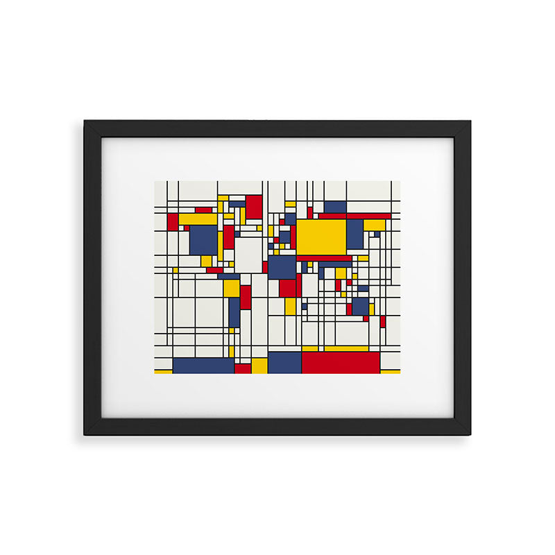 World Map Abstract Mondrian Style Framed Art Print Gallery Image 5