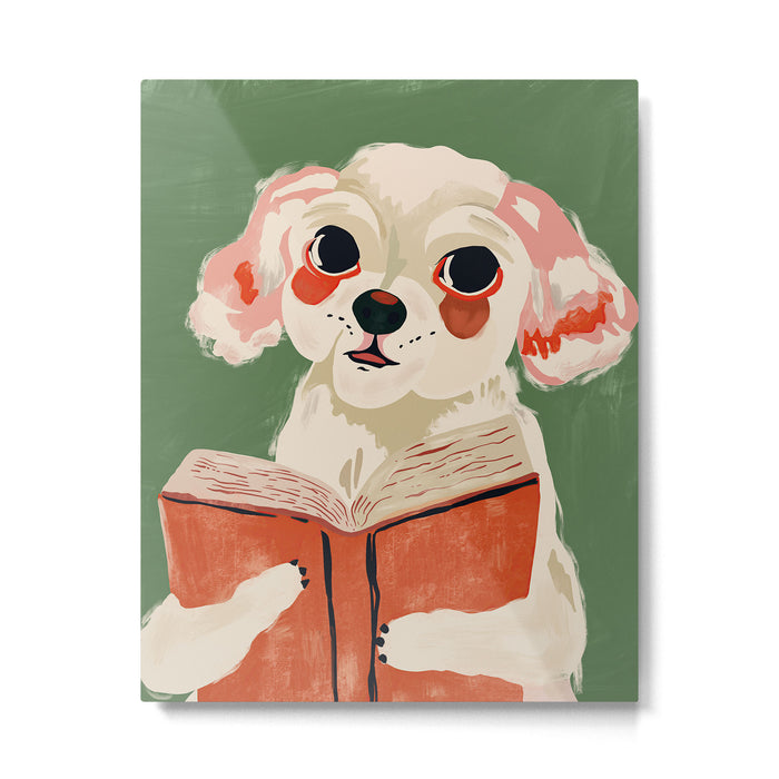 Bookish Pup Metal Print Gallery Image 1