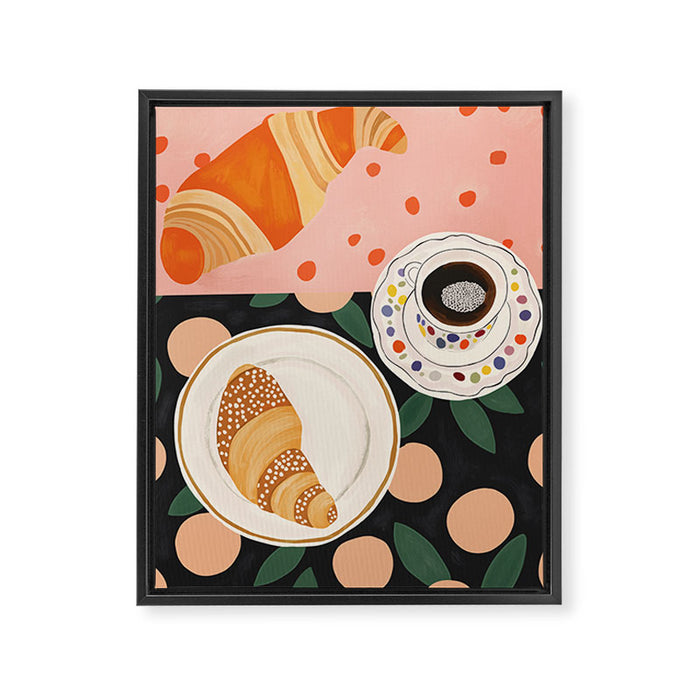 Coffee and Croissant Framed Canvas Print Gallery Image 1