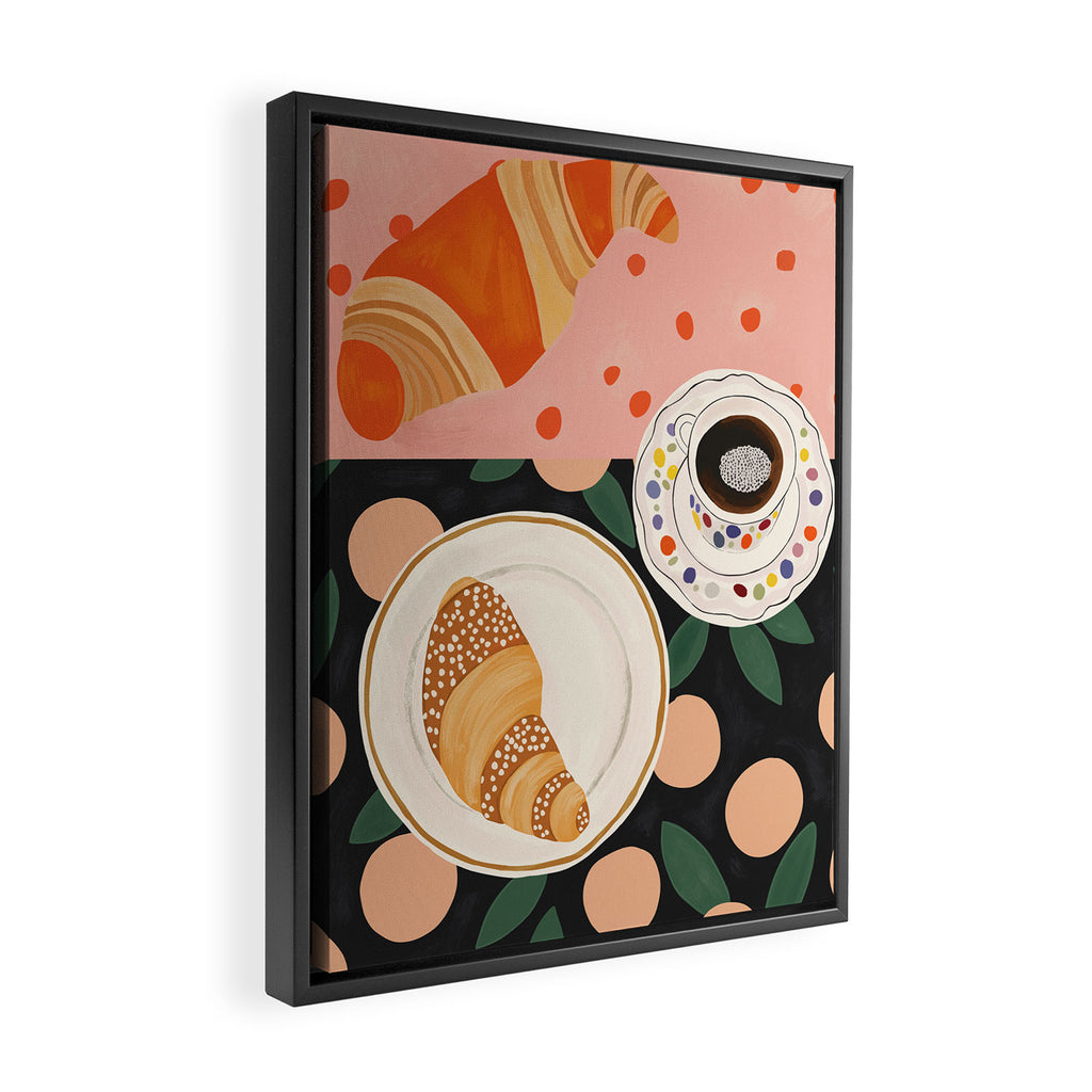 Coffee and Croissant Framed Canvas Print Gallery Image 2