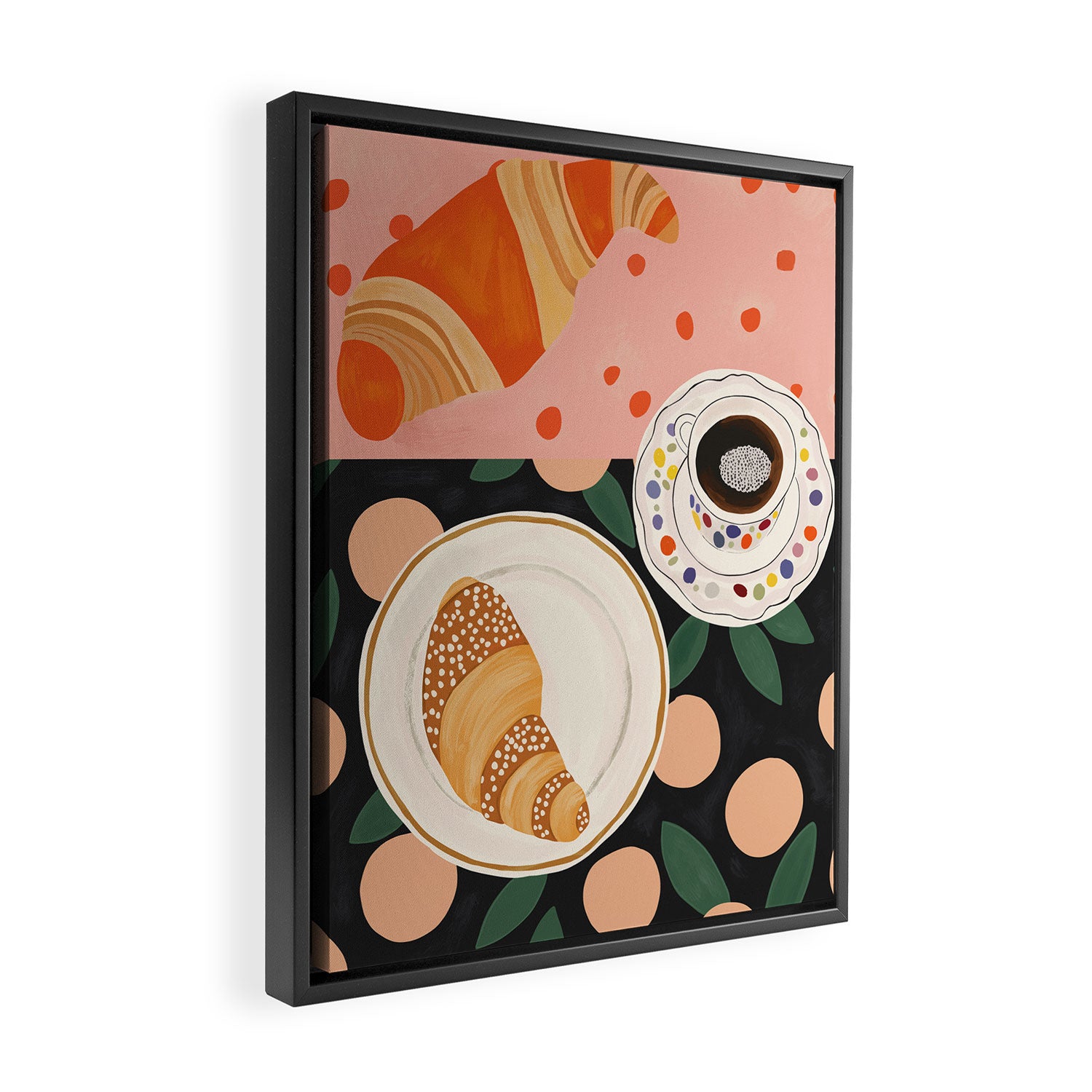 Coffee and Croissant Framed Canvas Print Gallery Image 2