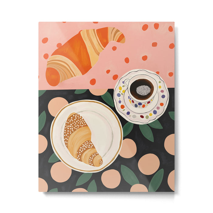Coffee and Croissant Metal Print Gallery Image 1
