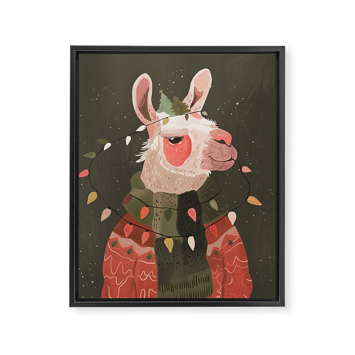 Festive Glow Llama Framed Canvas Print Gallery Image 1