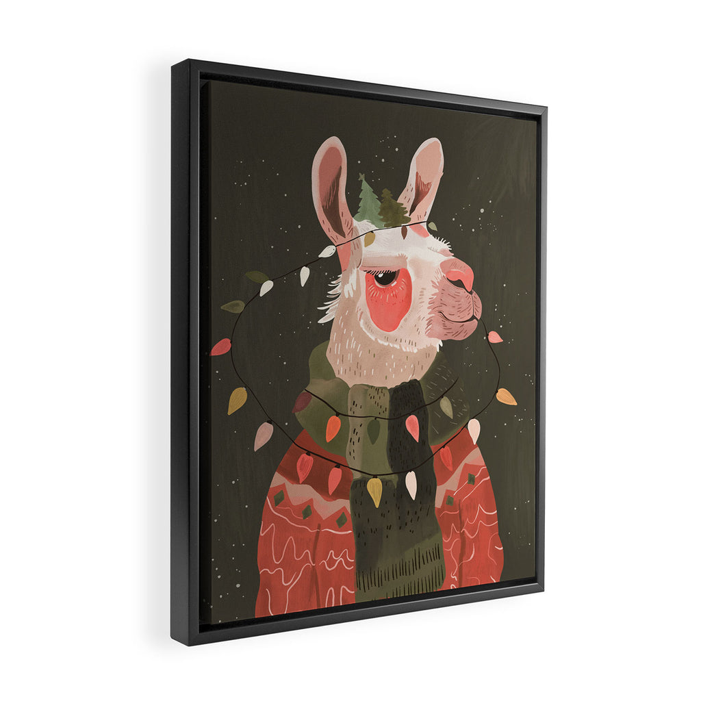 Festive Glow Llama Framed Canvas Print Gallery Image 2