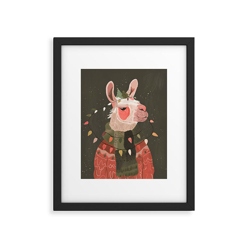 Festive Glow Llama Framed Art Print Gallery Image 6