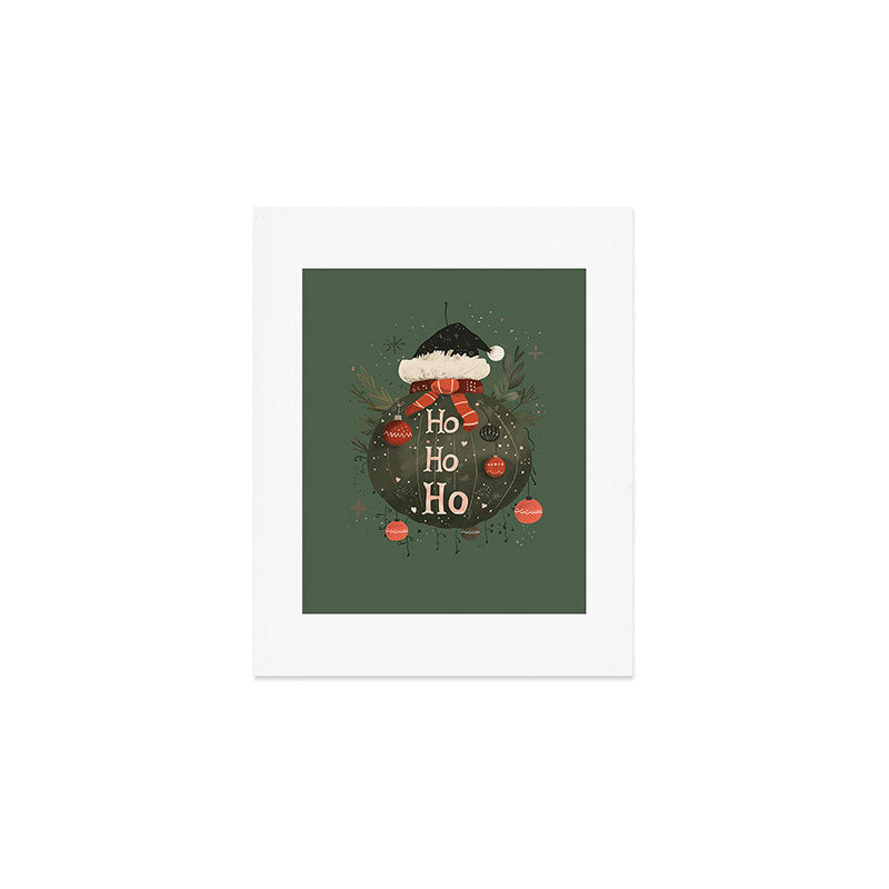 Festive Ho Ho Ho Bauble Green  Art Print Gallery Image 1
