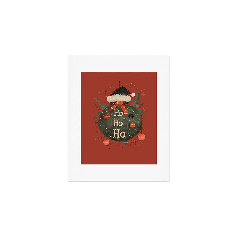Festive Ho Ho Ho Bauble Red  Art Print Gallery Image 1
