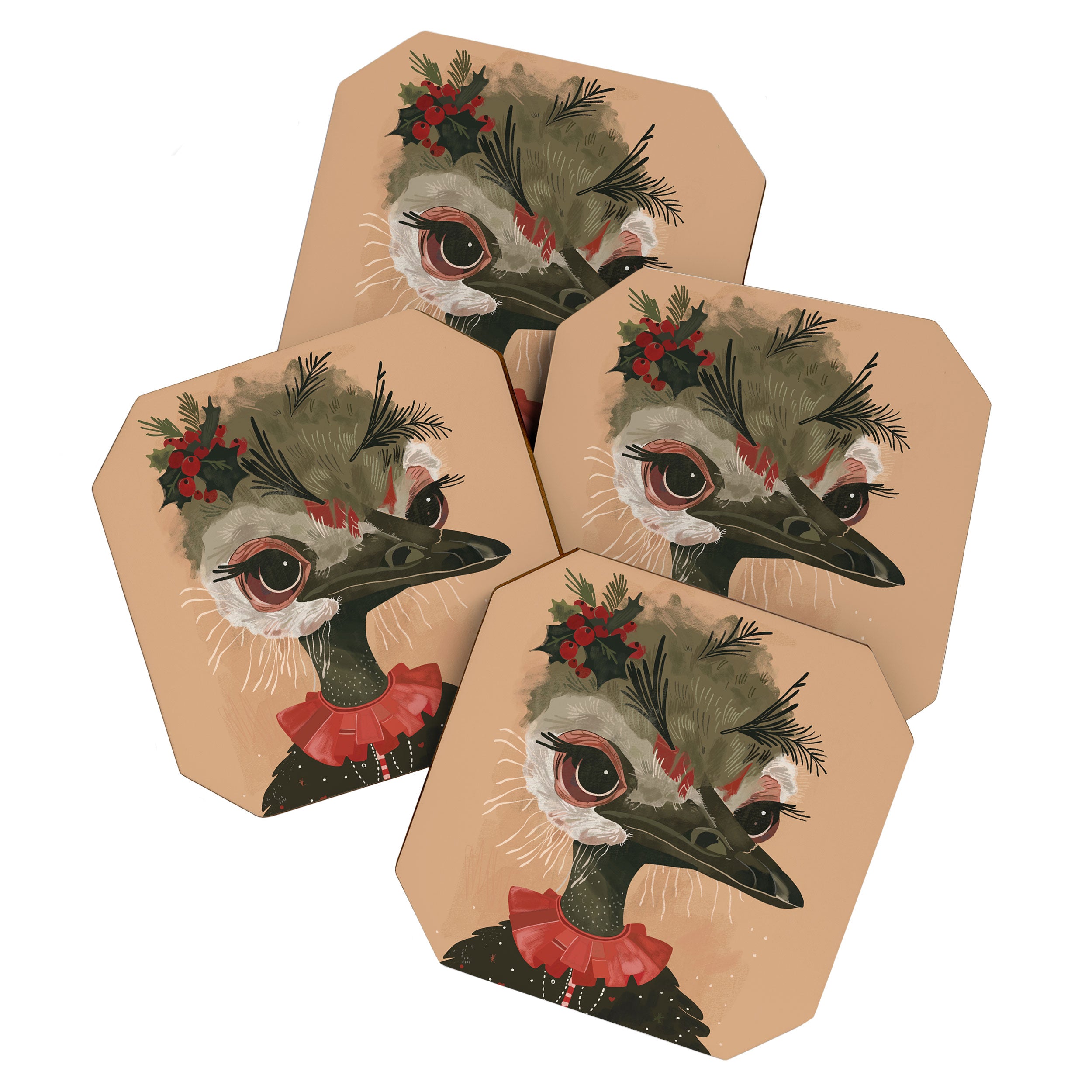 Festive Ostrich Coaster Gallery Image 1