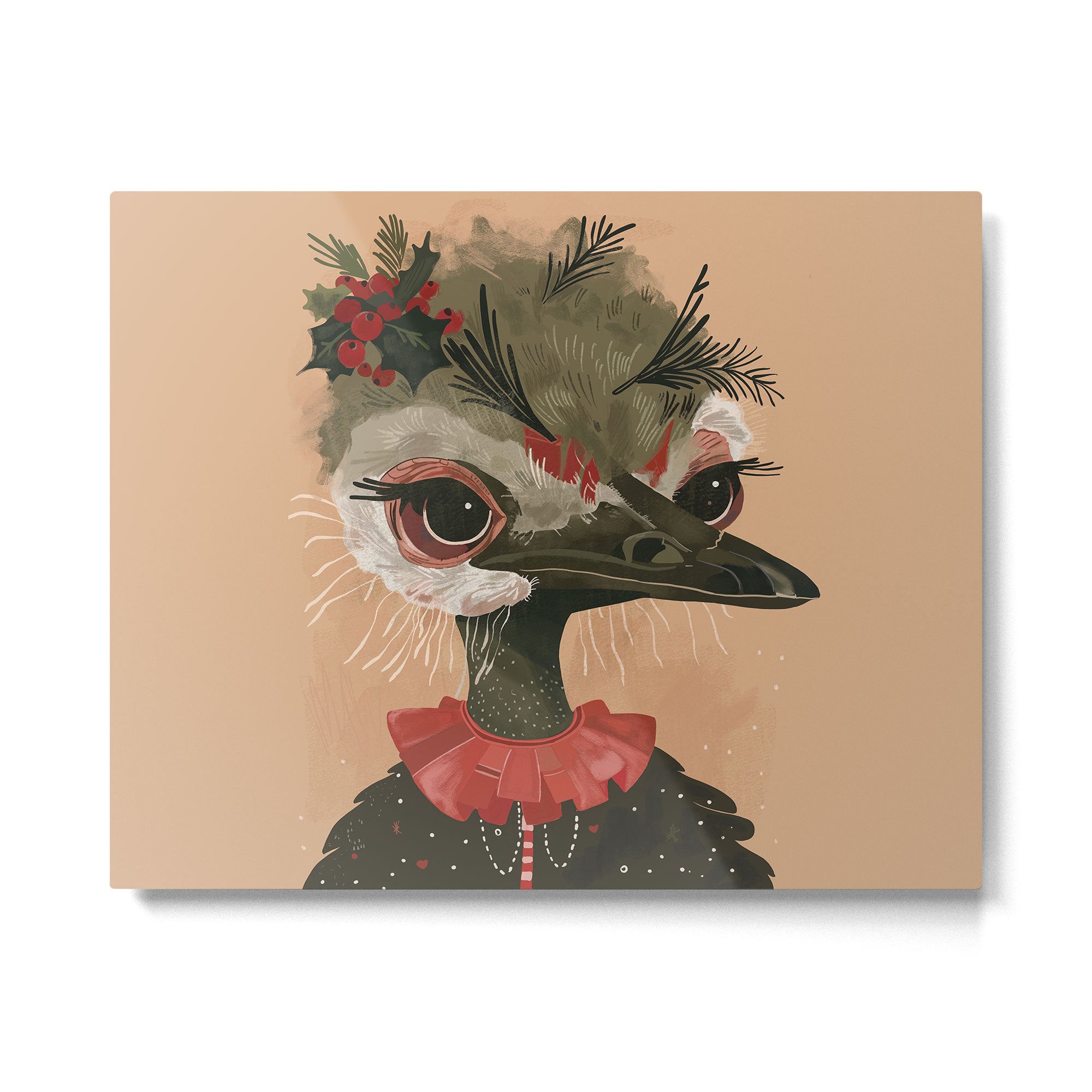 Festive Ostrich Metal Print Gallery Image 6
