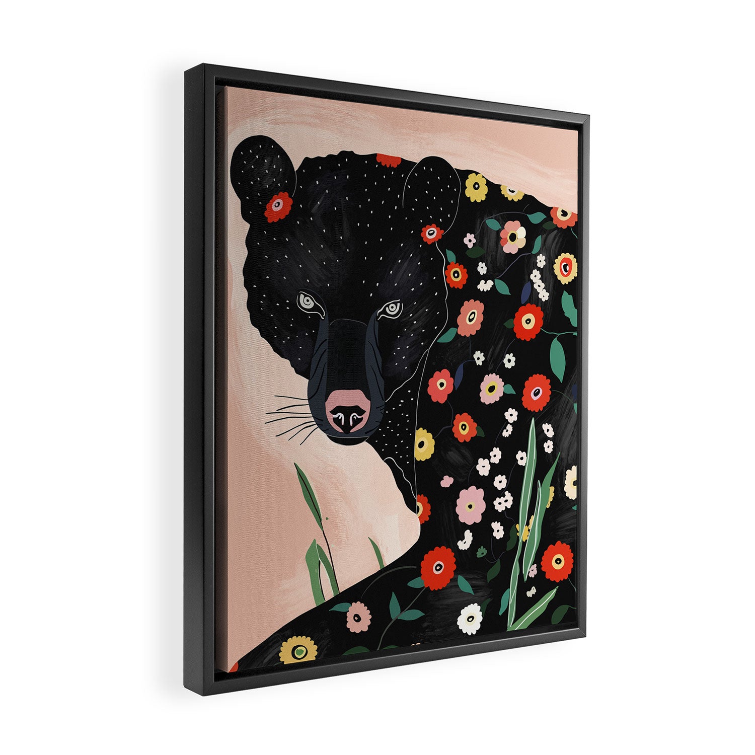 Floral Bear Framed Canvas Print Gallery Image 2