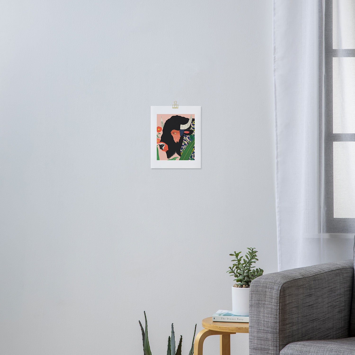 Floral Bison Art Print Gallery Image 3