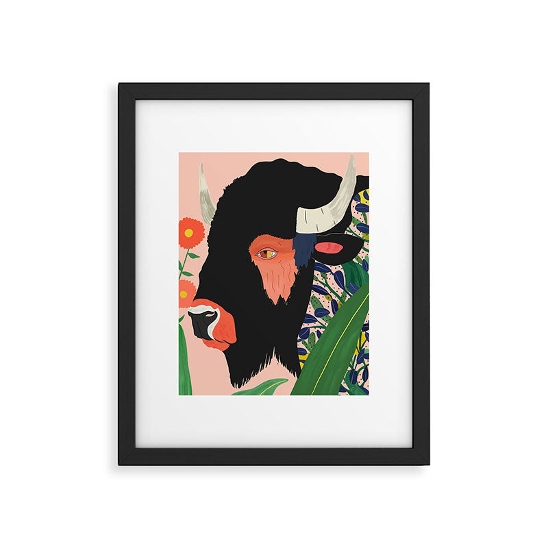 Floral Bison Framed Art Print Gallery Image 4