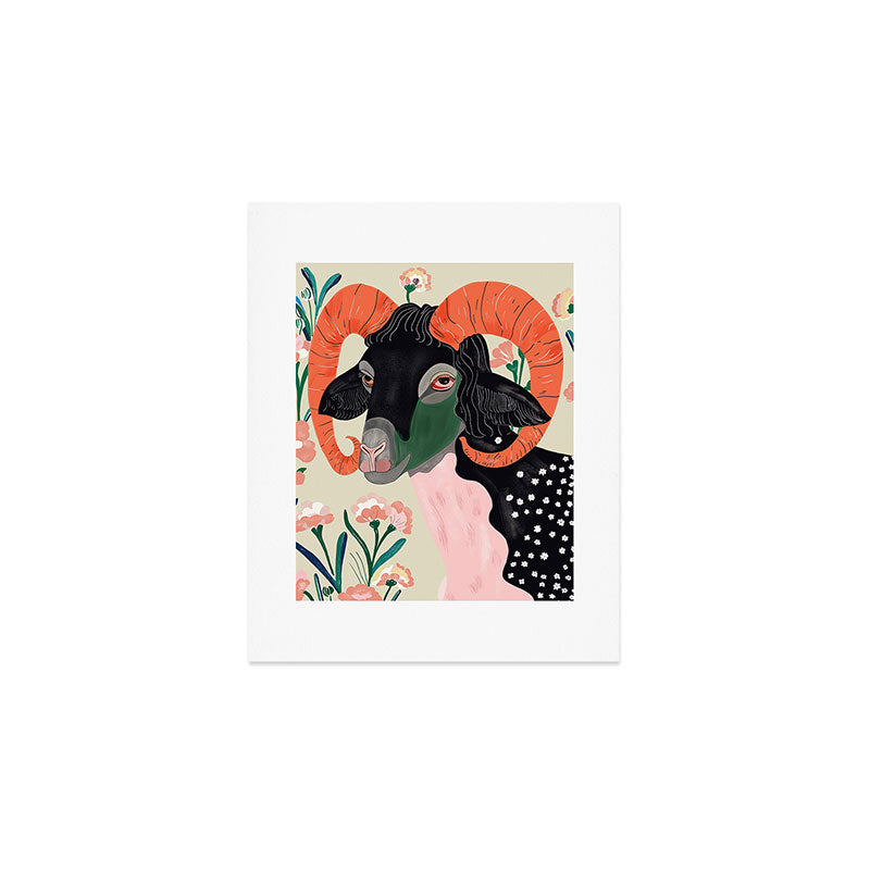Floral Ram Art Print Gallery Image 1