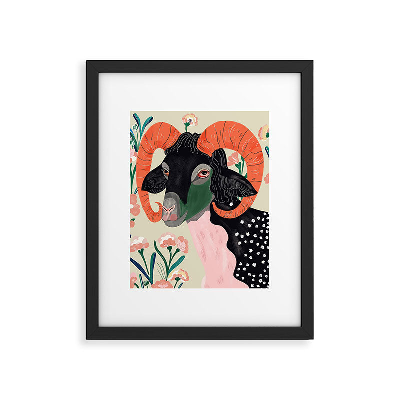 Floral Ram Framed Art Print Gallery Image 5