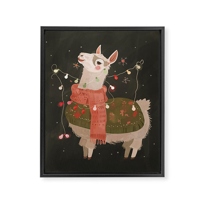 Holiday Llama Joy Framed Canvas Print Gallery Image 1