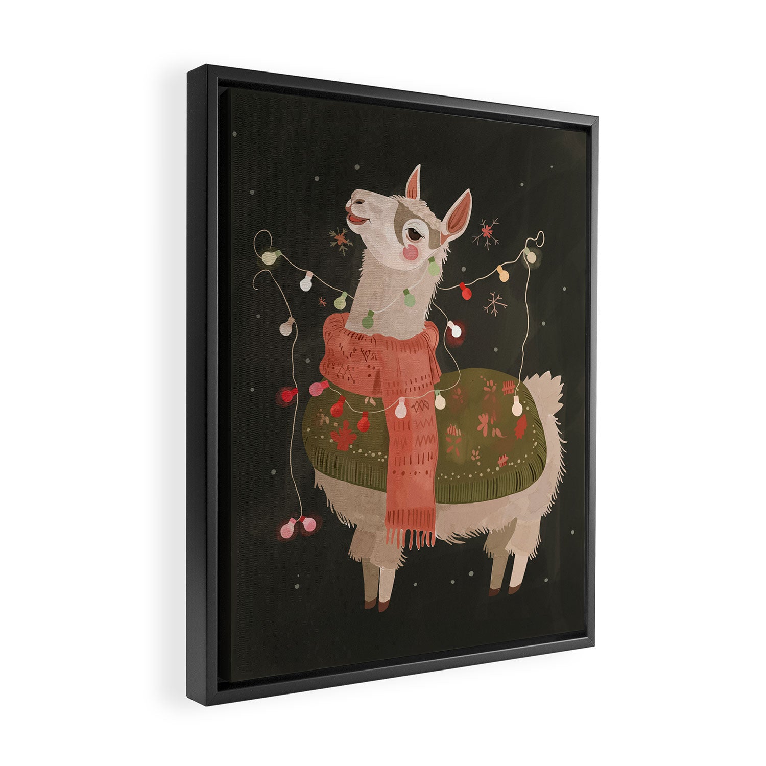 Holiday Llama Joy Framed Canvas Print Gallery Image 2