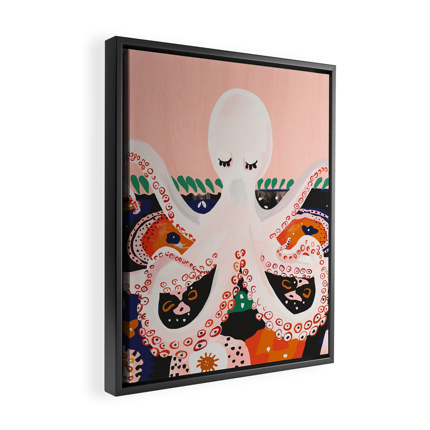 Meditating Octopus Framed Canvas Print Gallery Image 2