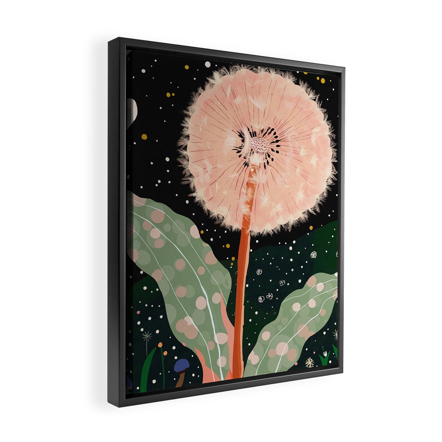 Night Dandelion Framed Canvas Print Gallery Image 2